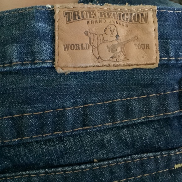 True Religion Bootcut Womens Jeans Tag 14 Dark Blue with Flap Pockets Denim - Picture 11 of 12